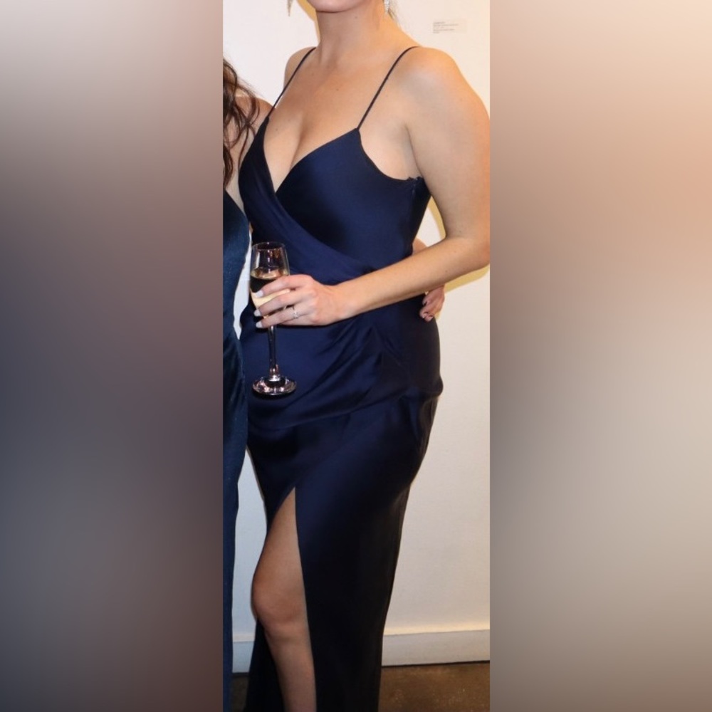 BHLDN 	Freya Satin Charmeuse Dress in Color Midnight Size 4